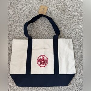 Trader Joe's Navy and White Tote Bag